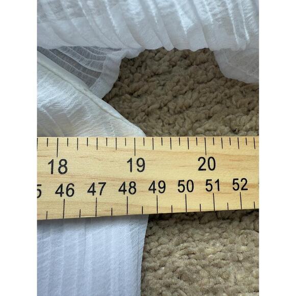 Express Pleated Sheer Off The Shoulder Peplum Top Pearl White Womens Medium - Picture 7 of 8